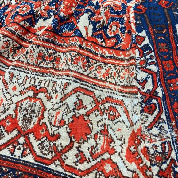 One 5 One Abstract Print Shorts SZ M Blue Orange Summer Elastic Waist Tie Belt - Picture 4 of 11